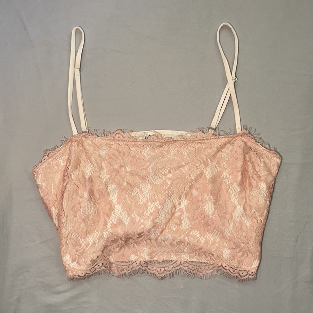 Free People/ FP Intimates blush pink lace crop